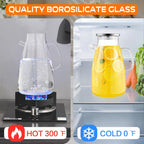 1 Gallon 128oz Glass Pitcher,Water Pitcher with Full Seal Lid and Spout, Glass Carafe for Hot/Cold Drink, Water Jug for Iced Tea, Coffee, Juice, Milk, Beverage