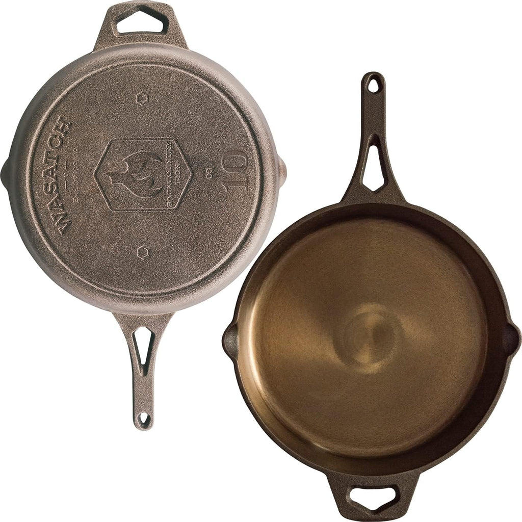 Backcountry Iron 10-1/4 Inch Smooth Wasatch Pre-Seasoned Round Cast Iron Skillet