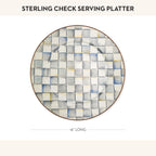 MACKENZIE-CHILDS Enamel Serving Platter, Decorative Serving Platter for Food, 16 Inches, Gray-and-White Sterling Check