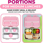 Stainless Steel Bento Box Lunch Container for Kids Adults with Removable Tray, Leakproof Silicone Seals, BPA Free 26 oz/790 mL (Pink)