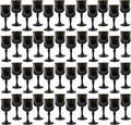 Plastic Wine Glasses，Plastic Goblets Vintage Style Cordial Drinking Glasses for Wedding Reception, Grand Event Party Supplies (48, Black)