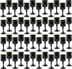 Plastic Wine Glasses，Plastic Goblets Vintage Style Cordial Drinking Glasses for Wedding Reception, Grand Event Party Supplies (48, Black)
