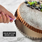 Tart Pan Set, 3 Nonstick Round Quiche Pan, 12 Inch, 10 Inch, 8 Inch Fruit Tart Pan, Flueted Pie Pan Solid Bottom (Champagne Gold)