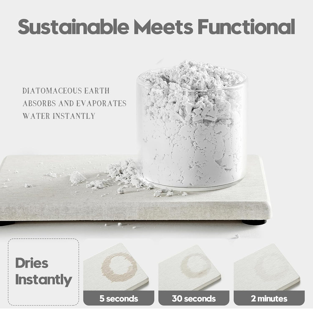 4PCS Bathroom Sink Vanity Trays, Diatomaceous Earth Quick Stone Drying Mat Kitchen Counter Dish Soap Dispenser Sponge Holder, Water Absorbing Caddy Organizer for Bottle & Cup, Beige