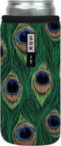 Sok It CanSok Sleeve for Beer & Soda Insulated Neoprene Cover (Peacock, 12oz Slim Can Sleeve)