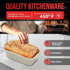 Nonstick Loaf Pan Set Pack of 2, 10.2" & 11" Large Baking Bread Pan, Oven Safe Up to 450°F, PFOA, PFOS, PTFE Free, Space Saving Stackable Design, Stain Resistant, Dishwasher Friendly, White Marble
