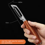 KULUNER，Premium High-End Rosewood Handle and 304 Stainless Steel Serrated Blade - An Ultra-Sharp Rotating Peeler for Potatoes, Fruits, and Vegetables, Ergonomically Designed for Easy Peeling.