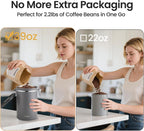 Veken Coffee Canister, 39OZ Large, Airtight Stainless Steel Food Storage Container for 2.2lbs Coffee Beans, Ground, Sugar, Tea, Flour, Rice, Cereal, Cookies Jars, Bar Accessories & Gifts, Gray