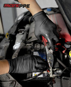PACIFIC PPE 8 Mil Heavy Duty Black Nitrile Gloves, Food Safe, Latex Free, Mechanic, Fully-Diamond Textured Grip Industrial Disposable Gloves, Large