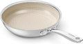 Redchef Hybrid Nonstick Frying Pan 8-Inch with Stainless Steel Stay-Cool Handle, Tri-Ply Stainless Steel & Aluminum Ceramic Coating Egg Pan, Dishwasher & Oven Safe, Induction Compatible, All Cooktops