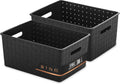 BINO | Plastic Storage Baskets Small - Black | THE STABLE COLLECTION | Multi-Use Storage | Rectangular Cabinet Organizer | Baskets For Organizing with Handles | Home Office Organization and Storage