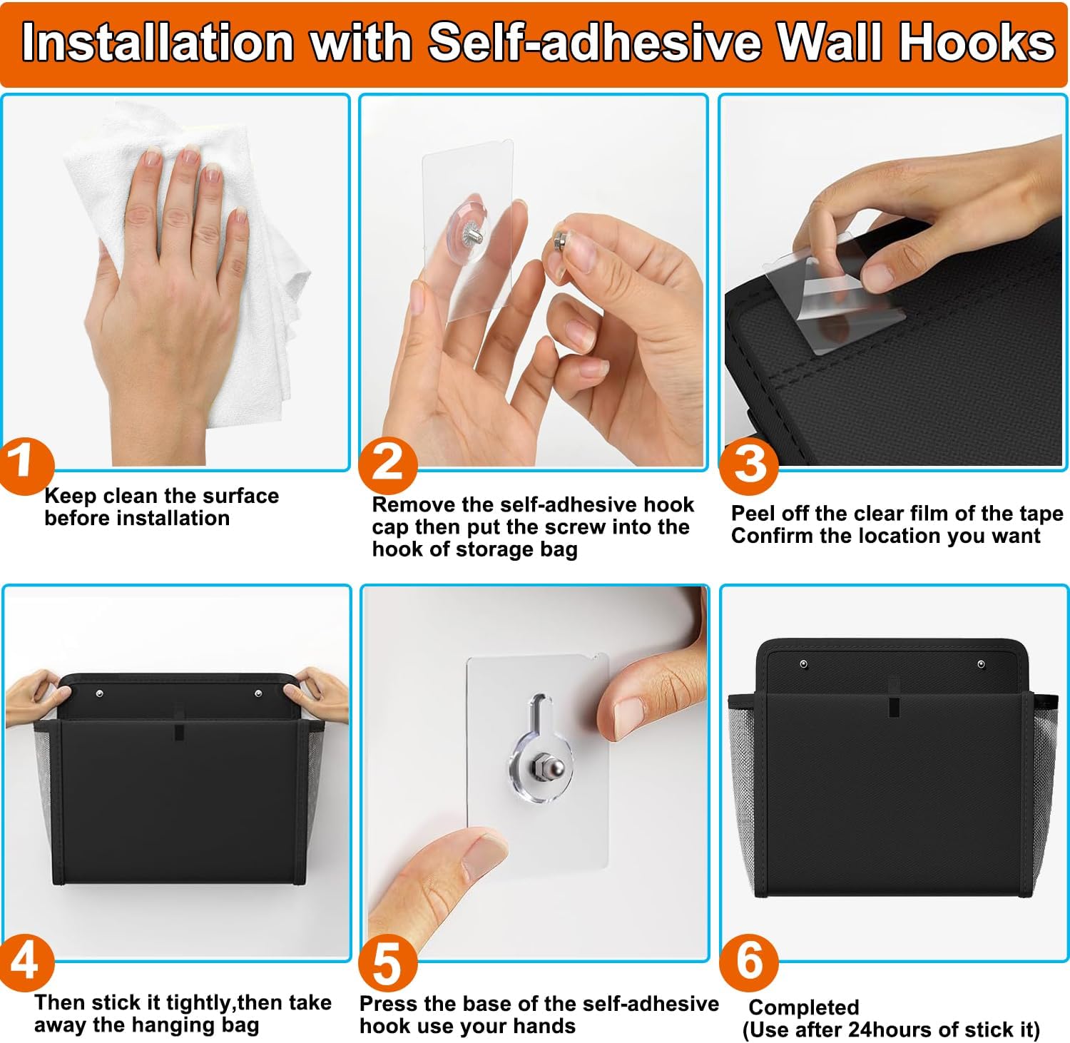 Over the Door Shoe Organizer, Grey 16 Pockets Hanging Shoe Storage Rack with Large Deep Pockets, Oxford 600D Fabric Shoe Storage Rack with 6 hook for Shoes, Home Accessories etc (Black, 1-Grid)