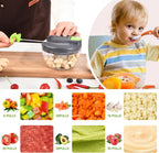 Manual Food Processor Vegetable Chopper, Portable Hand Pull String Garlic Mincer Onion Cutter for Veggies, Ginger, Fruits, Nuts, Herbs, etc., 500ml,（Gray-green）