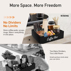 Coffee Pod Bar Station Wooden 14" X 10" X 4" Organizer Box for Countertop, Counter Top Tea Espresso Cup Wood Storage Box, Black