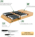 Utoplike in-Drawer Knife Block Bamboo Kitchen Knife Drawer Organizer, Large Handle Steak Knife Holder Without Knives, Fit for 12 Knives and 1 Sharpening Steel (Not Included)