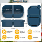 3 Pack Reusable Silicone Snack Containers with Lids, Mini Containers 2 Compartments, Portable Silicone Food Storage Box for Picnic, School, Office (3)