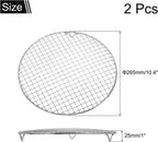 uxcell 2 Pcs Round Cooking Rack with Legs, Dia 10.4 Inch 304 Stainless Steel Barbecue Grill for Cooking Baking Barbecue Air Fryer Racks, Silver
