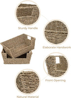 StorageWorks Wicker Storage Basket for Pantry Organizers and Storage, Stackable Seagrass Pantry Baskets for Shelves, 2-Pack