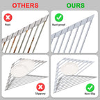 Triangular Sink Rack, Multi-Functional Rack Above The countertop, Foldable Sink Drying mat, Heat-Resistant, Non-Slip, and Rust-Proof Dish Rack (Gray)