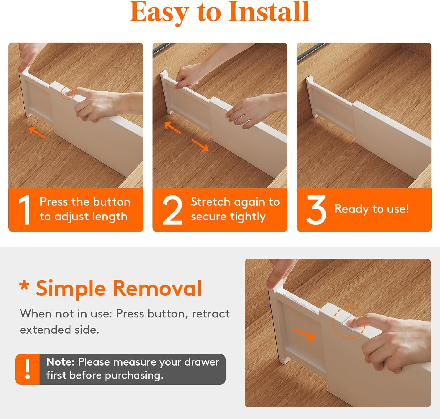 Lifewit 5 Pack Drawer Dividers Plastic 6" High, 13.5-22" Adjustable Drawer Organizers for Clothes, Expandable Dresser Separators in Bedroom/Bathroom/Kitchen/Fridge/Office Organization and Storage