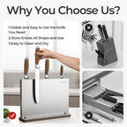 Magnetic Knife Block,Stainless Steel Magnetic Knife Holder Rack for Kitchen Counter,Strong Double Sided Magnet Knife Storage Stand with Wood Base