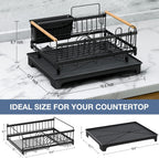 Dish Drying Rack with Drainboard, Rustproof Dish Rack for Kitchen Counter, Large-Capacity Dish Drainer with Cutlery Holder, Sturdy Kitchen Organizer for Dishes, Spoons and Forks