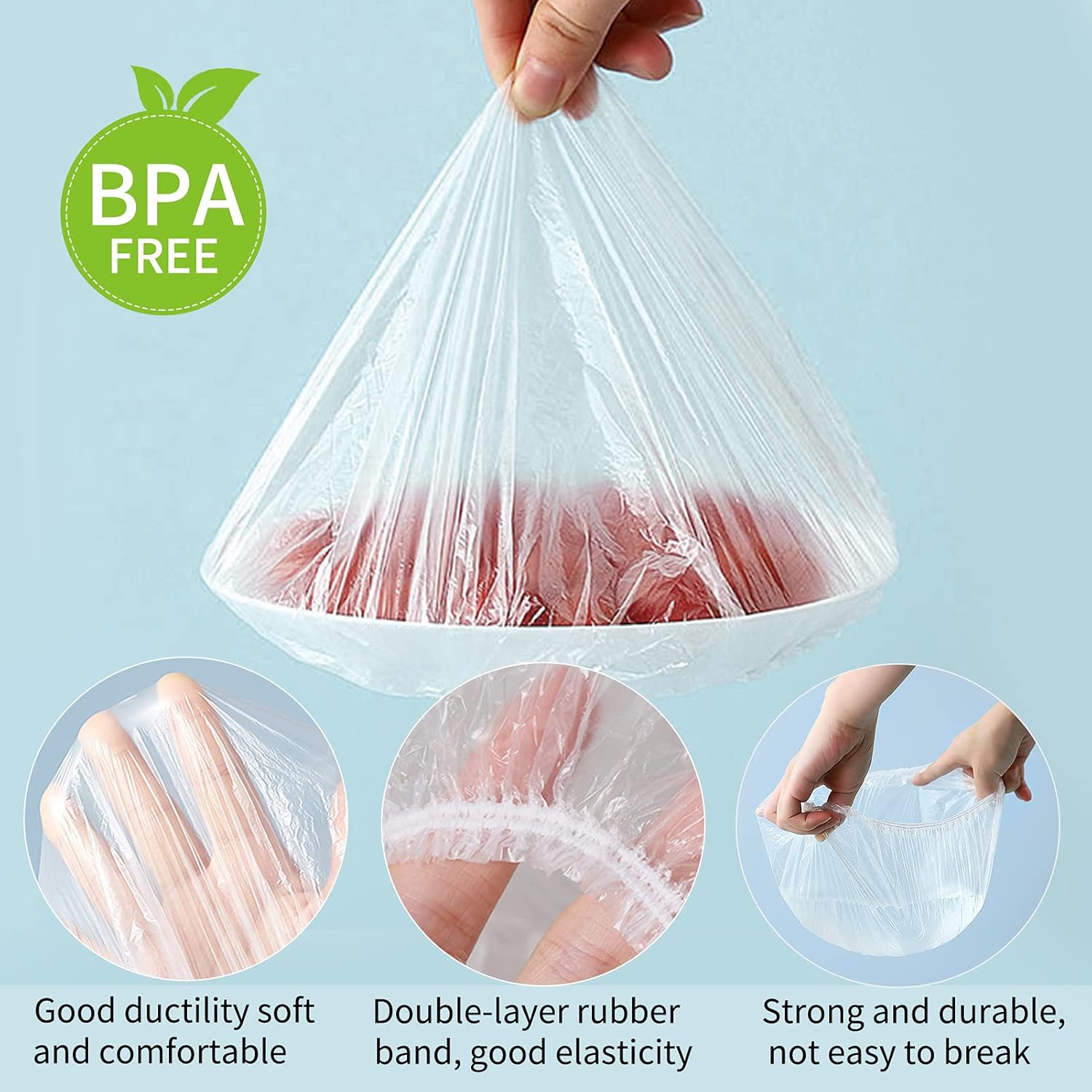 Homelove 150pcs Plastic Bowl Covers Food Cover Dish Covers, Reusable Elastic Stretch Fresh Keeping Bags, Kitchen Dining Plate Bread Proofing Food Storage Covers, Universal Kitchen Plastic Wrap