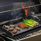 LS'BABQ Universal Flat Top Griddle for Gas/Electric/Charcoal Grills, 25" x 16.5" Nonstick Carbon Steel Cooking Griddle for Weber, Nexgrill, Charbroil, Camp Chef,Kenmore Skillet Plate Teppanyaki Insert
