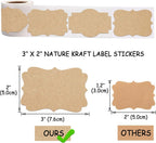 2" x 3" Kraft Label Stickers Writable Gift Labels, 200PCS Self-Adhesive Brown Labels for Essential Oil Bottle, Jars, Food Storage or Gift Decoration