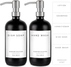 Emerson Glass Soap Dispenser Set - Kitchen & Bathroom, 2 Pack with Pump and Labels - 16 Oz