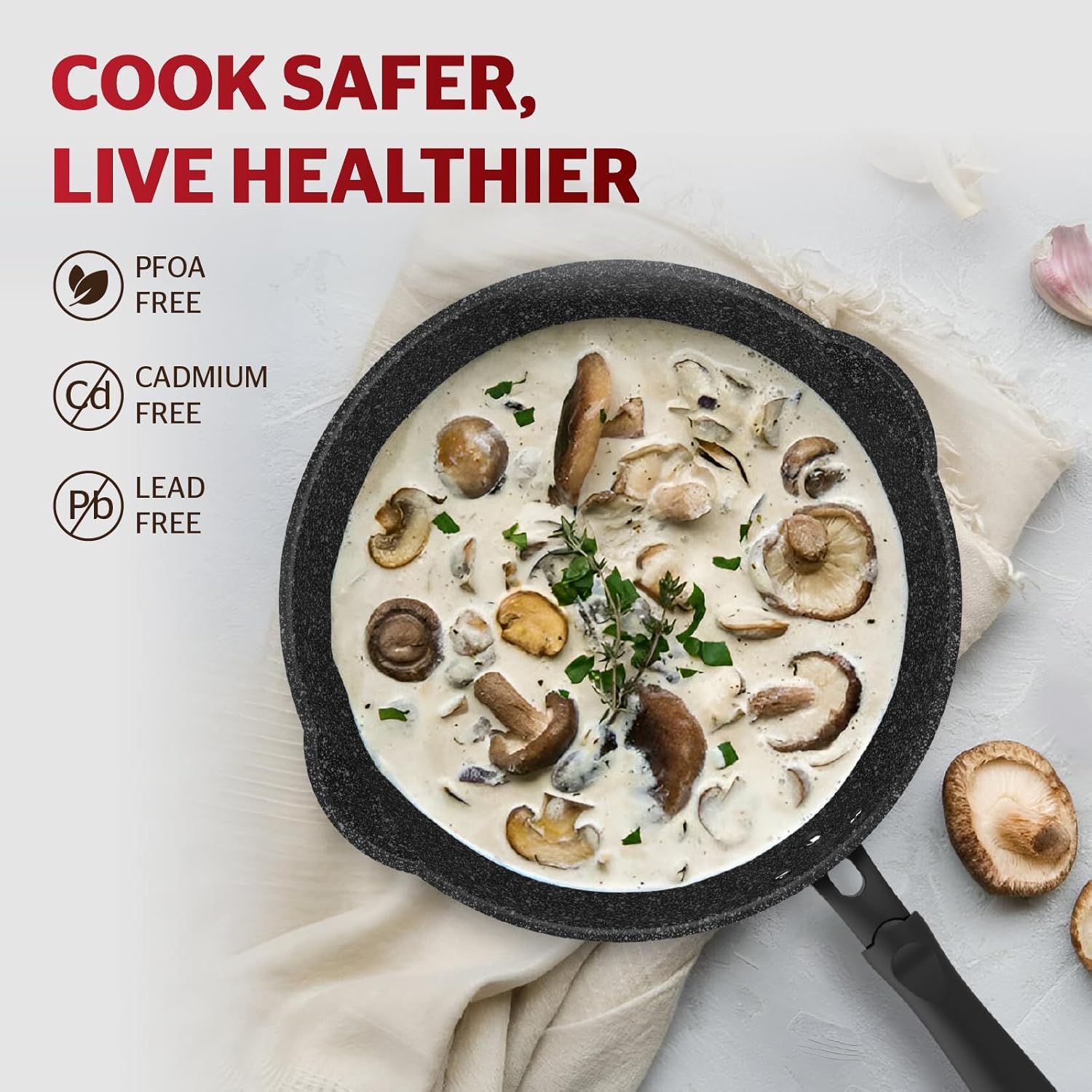 Sunhouse – 10 Inch / 26 cm Non-Stick Deep Frying Pan with Double Pour Spouts, 5-Layer Whitford Non-Stick Coating, PFOA-FREE, Stay-Cool Handle, Induction Compatible with All Cooktops