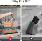 FINDKING Magnetic Knife Block, Double Sided Holder, Powerful Magnet Kitchen Storage, Acacia Wood and Blue Resin (12 x 10 Inches, Without Knives)
