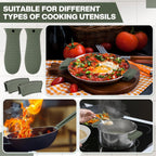 Patelai 8 Pcs Silicone Pot Holders Cast Iron Handle Cover Heat Resistant Pot Handle Covers Potholder Non Slip Reusable Pan Sleeve for Frying Pan Kitchen Supplies(Dark Color)
