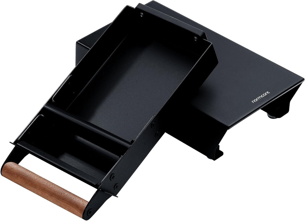Normcore Espresso Knock Box Drawer, 304 Stainless Steel Under-Grinder Knock-Out Drawer with Walnut Wood Handle Fits Niche Zero & Fellow Ode, Shock-Absorbing Knock Bar, Size S, Matte Black