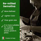 POLSELLI Italian Semola Flour, 11 lbs (5 kg), Fine Ground Semolina Rimachinata for Fresh Pasta, Bread, Grano Duro, Product of Italy, Durum Wheat, Unbleached, Natural, No additives, Index W240 (+0-5%)