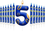13PCS Birthday Cake Candles Set - Blue and Golden Ring Number Candles with Vibrant Designs for Boys & Girls, Theme Birthday Party Decorations, Cake Toppers for Theme Parties(Number 5)