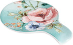 Bico Margret's Garden Spoon Rest for Stove Top, Ceramic Spoon Holder for Kitchen Counter, Easy to Clean Coffee Spoon Rest Dishwasher Safe, Kitchen Cooking Utensil Rest for Ladles Spatula