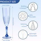 Plastic Champagne Flutes, 48PCS Blue Plastic Wine Glasses Goblets Reusable Champagne Flute for Weddings, Bachelor Parties, Toasting, and Events (48, Blue)