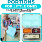 Small Stainless Steel Lunch Box for Baby or Toddlers Boys Girls, Insulated Mini Bento, 3 Eco Metal Portion Sections Leakproof Lid, Pre-School Daycare Lunches, Kids Spill-Proof Snack Container, Green