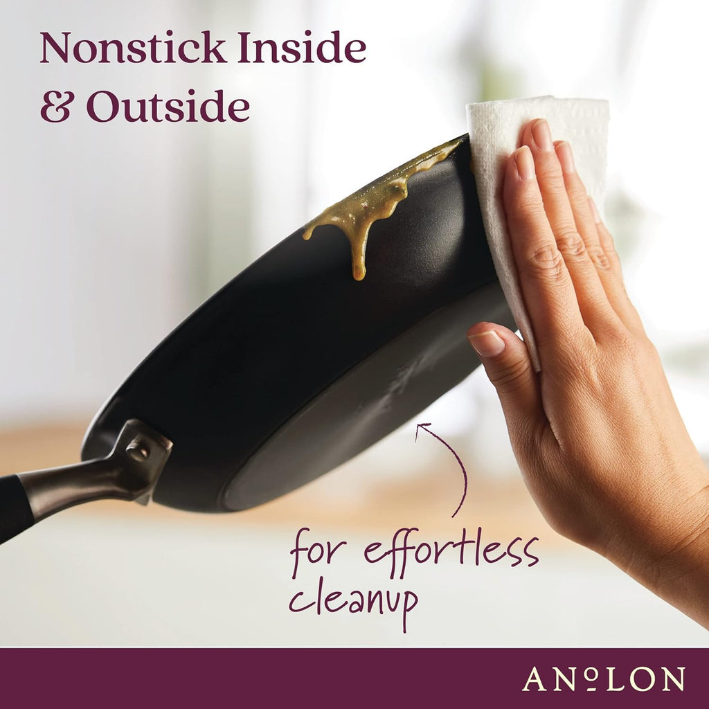 Anolon Advanced Home Hard Anodized Nonstick Skillet, 10.25 Inch – 10 Inch Fry Pan, Non Stick Saute Pan, Durable Cooking Skillet - Onyx