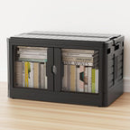 115Qt Stackable Storage Bins with Individual Lids & Wheels, Large Plastic Collapsible Latching Boxes Closet Organizers and Storage Cabinet Shelves Units for Home Kitchen Dorm, 1-Pack Black