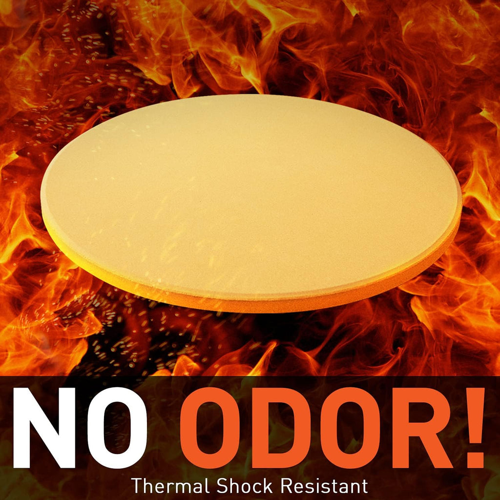 12 Inch Pizza Stone for Oven and Grill, Round Cordierite Baking Stone Thermally Shock Resistant for No More Soggy Pizza, Includes Scraper, Fits Standard Ovens (0.6" Thick)