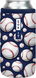 Sok It CanSok Sleeve for Beer & Soda Insulated Neoprene Cover (Baseball, 16oz Can Sleeve)