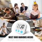 6 Pack Digital Kitchen Timers for Cooking Magnetic Timer for Cooking Loud Alarm White