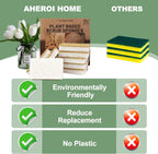 Aheroi Natural Dish Sponge, 18 Count Plant-Based Biodegradable Kitchen Sponges for Dishes, Compostable Eco Friendly Sponges, Organic Cleaning Sponge Dish Scrubber Products for Household, Non Scratch