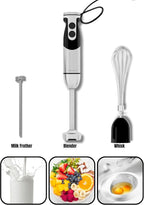 Megawise High-Power Hand Blender – 400W Max Power with Versatile 3-in-1 Attachments (Blending Shaft, Whisk, Chopper); Ergonomic Design with Adjustable Speed Control; Easy to Clean and Maintain (Black)