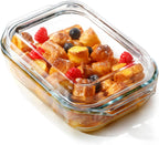 NUTRIUPS 1.4QT Small Glass Casserole Dish With Lid, 8.5×6.1in Rectangular Casserole Dish for Oven