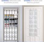 35 Pockets Over the Door Shoe Organizer, Hanging Shoe Organizer for Door with 35 Mesh Pockets Large Capacity Shoe Hanging Storage Bag with 4 Metal Hooks (White-1Pack)