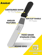 Anaeat Icing Spatula, Professional Cake Angled Offset Spatula with 12" Stainless Steel Blade - Thickened Frosting Knife with Durable Plastic Handle for Cake Decorating, Pastry & Baking