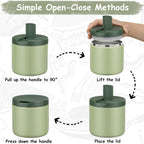 19oz Insulated Vacuum Food Jar with Buckle Lid Wide Mouth Soup Thermo for Hot Food Kids Leakproof Stainless Steel Lunch Container- Green-1Pack